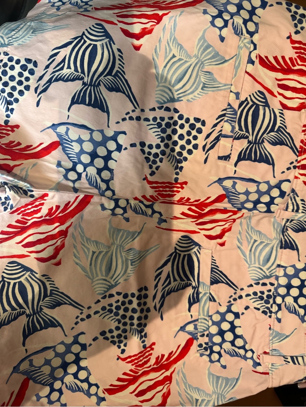 Loft size 12 Palmer Short - Women’s Fish-Print Cotton Shorts - Pink/Red/Blue - Picture 2 of 2